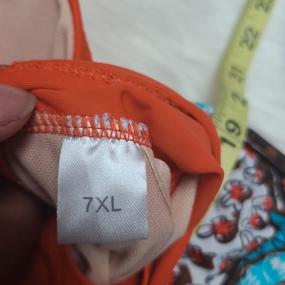 Swimsuit one piece with dress orange plus sz - Picture 4 of 9